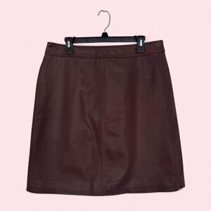 Hobbs burgundy lamb leather skirt
